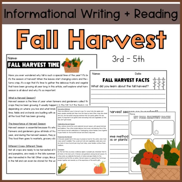 Informational Reading + Writing | Fall Harvest | Upper Elementary | No Prep