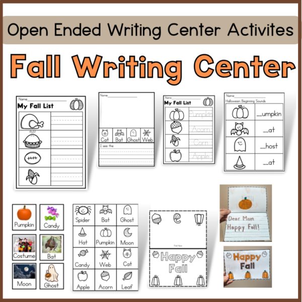 Kindergarten Fall + Halloween | Writing Center Activities Differentiated