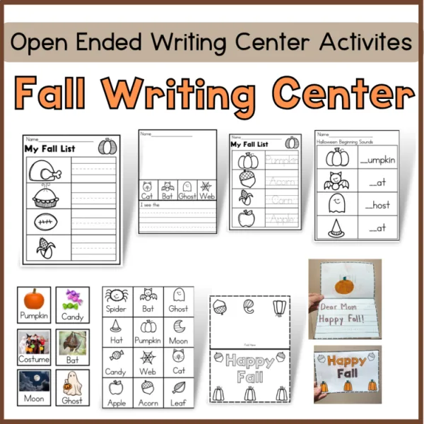 Kindergarten Fall + Halloween | Writing Center Activities Differentiated