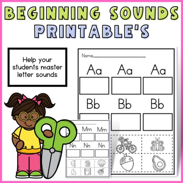 Beginning Letter Sound Printable’s | Kindergarten Phonics Sound Match | No Prep!