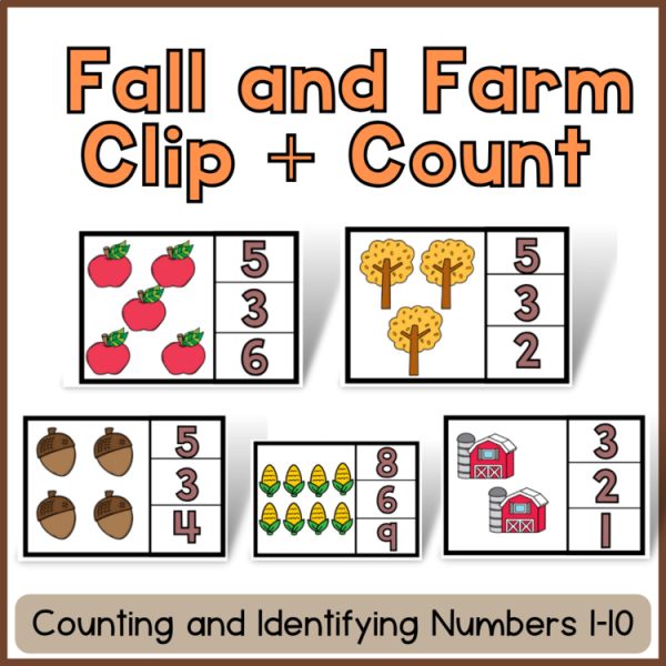 Kindergarten Math Counting Fall Center | Clip and Count | 1-10