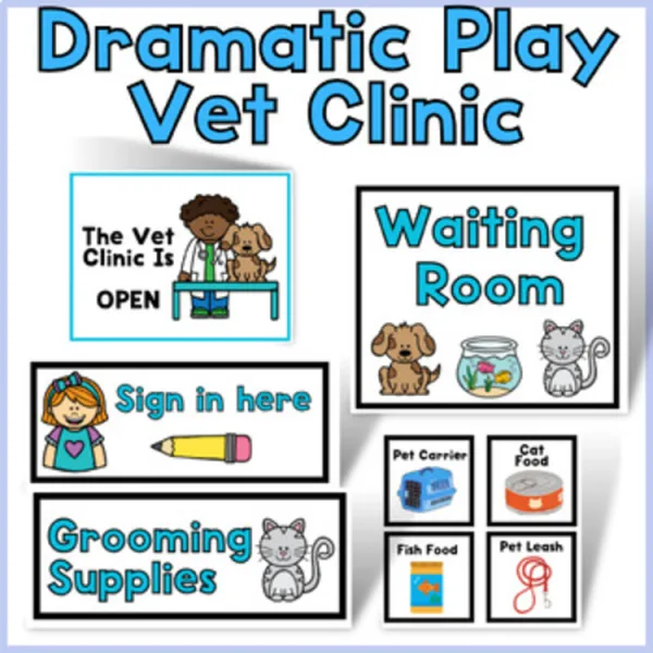 Vet Clinic Dramatic Play | Vet Office / Animal Clinic | Just Print and Play!