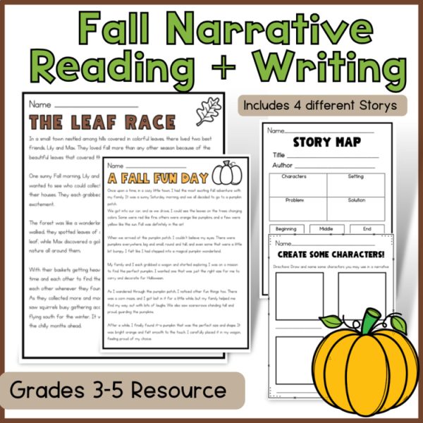 Fall Narrative Writing and Reading for Upper Elementary | No Prep!