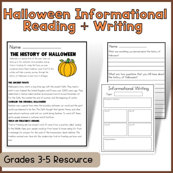 Informational Reading and Writing: The History of Halloween 3-5 | No Prep!
