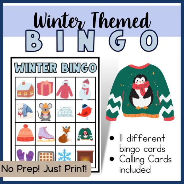 Winter Themed BINGO | Picture Bingo | No Prep! | Winter Activity