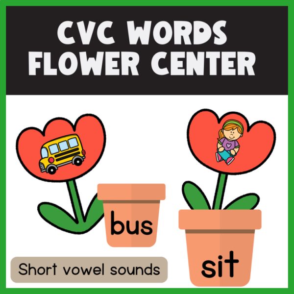 CVC Words Read and Match Center | Spring CVC Words Center | Print and Go