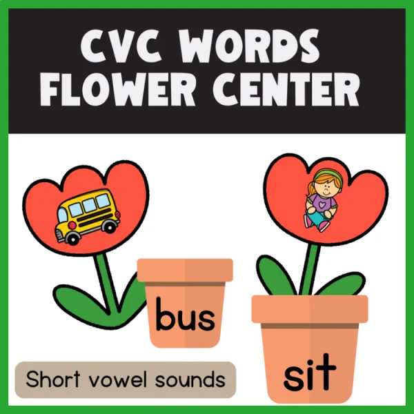 CVC Words Read and Match Center | Spring CVC Words Center | Print and Go
