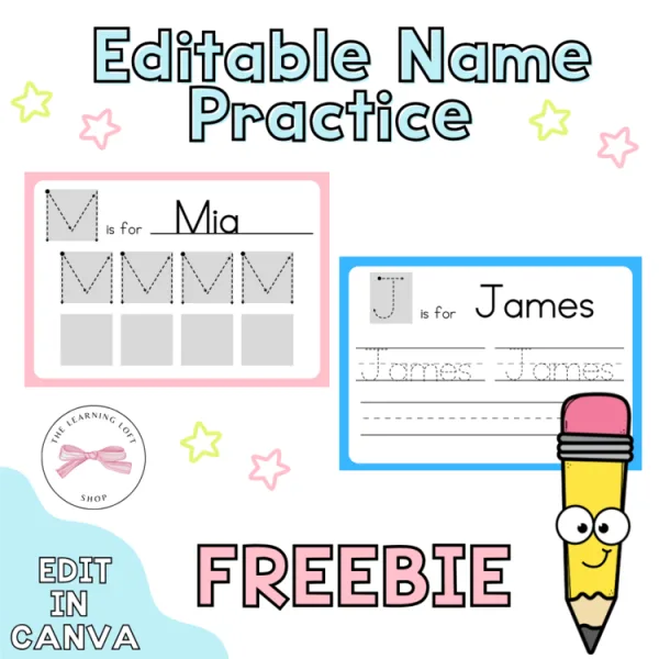 Name Writing Practice FREEBIE | EDITABLE | Preschool, Kindergarten, Homeschool