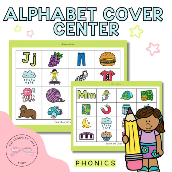 Alphabet Phonics Say it Cover It Center | kindergarten centers