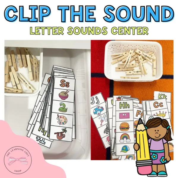 Clip The Sounds Letter Sound Center | Kindergarten Center