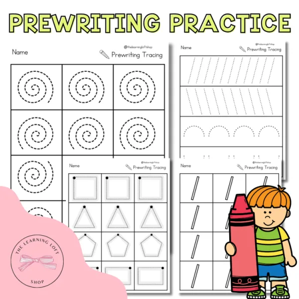 Prewriting Tracing Practice | Fine Motor Worksheets | Kindergarten Centers