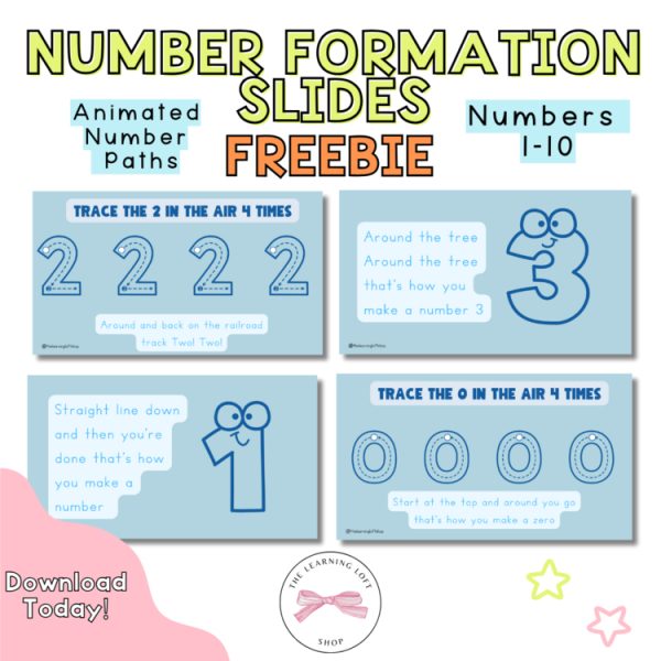 Number Formation Slides with Number Poems | Animated | FREEBIE | LINK INCLUDED