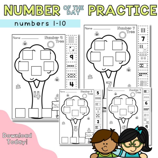 Number Of the Day Practice | Apple Tree Cut and Paste
