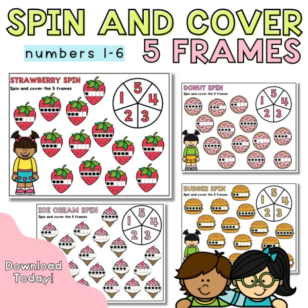 Spin and Cover 5 frames | Counting Practice | Kindergarten Center