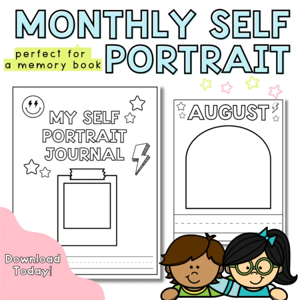 Monthly Self Portriat and Name Writing | Kindergarten memory book