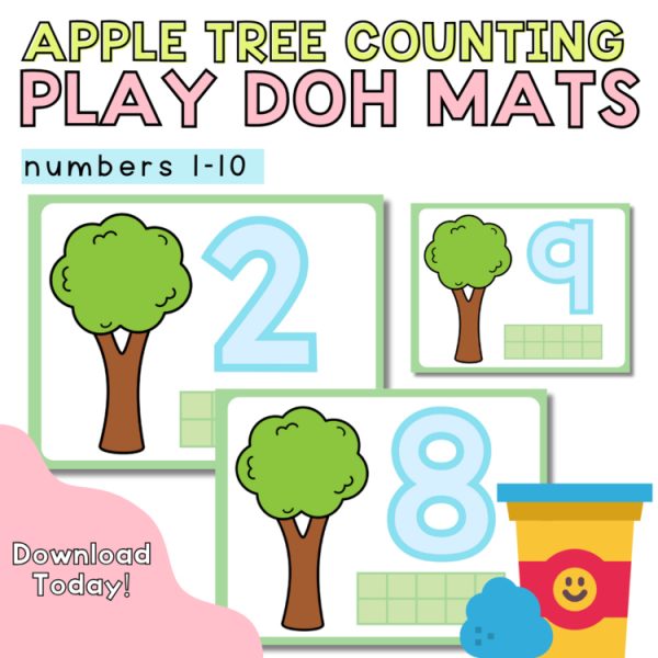 Apple Tree Play Doh Mats | Counting Fine Motor Number Formation | CENTERS