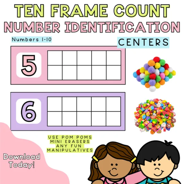 Ten Frame Mats | Kindergarten Counting Center | Number Identification