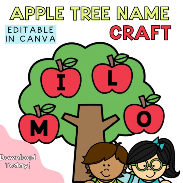 Apple Tree Name Craft | EDITABLE in Canva | Kindergarten Crafts