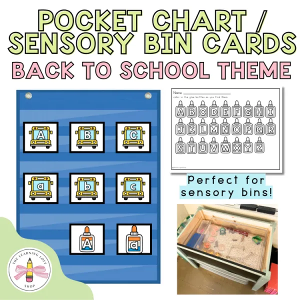 Pocket Chart or Sensory Bin Cards August | Back To School | Kindergarten Centers