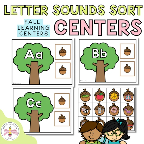 Fall Letter Sounds Sort | Acorn Letter Sounds Sort | Kindergarten Fall Centers