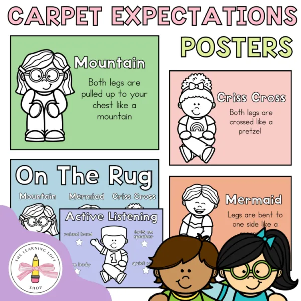 Carpet Expectations Posters | Brights Theme | Visual Expectations