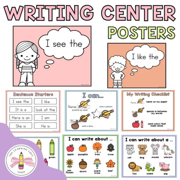 Writing Center Posters | Seasonal Word Banks | Kindergarten Centers