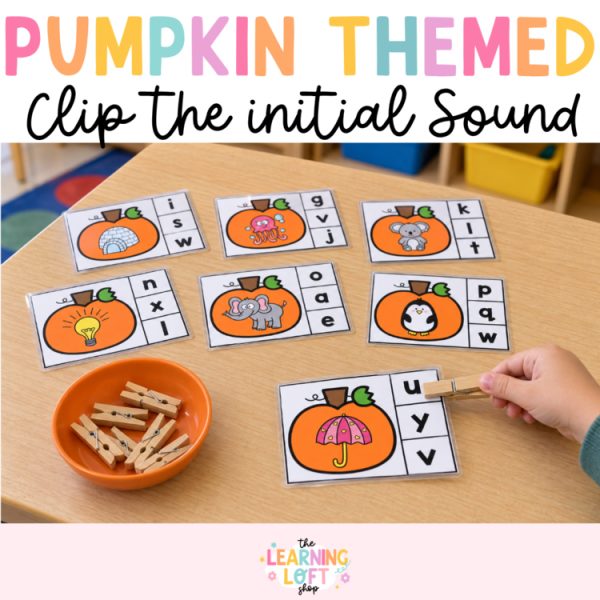 Pumpkin Letter Sounds Clip | Fall Reading Centers | Initial Sound | Kindergarten