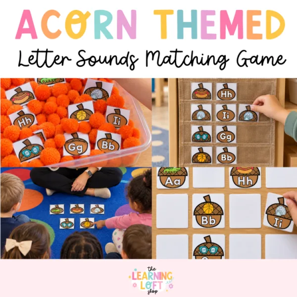 Fall Reading Centers | Acorn Letter and Sound Match | Kindergarten Centers