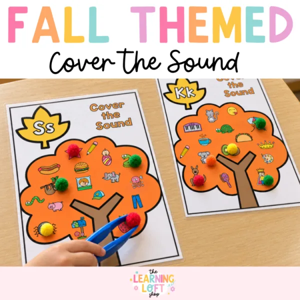 Fall Beginning Sounds Cover Center |  Phonics Mats and Fine Motor Activity