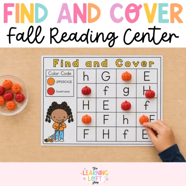 Cover By Code Uppercase and Lowercase Letters | Fall Kindergarten Centers