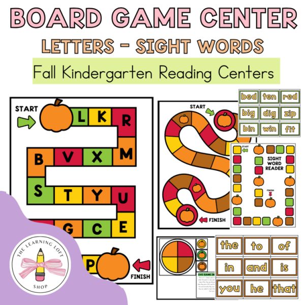 Fall Game Center | Kindergarten Reading Center | Letter Sounds and Sight Words