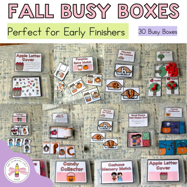 Fall Busy Boxes | Fine Motor Boxes | Kindergarten Early Finishers 30 Busy Boxes