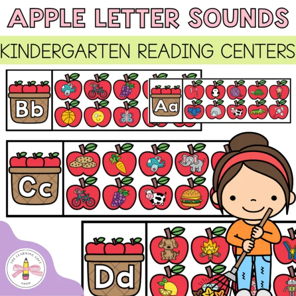 Apple Letter Sounds Cover | Kindergarten Fall Reading Centers