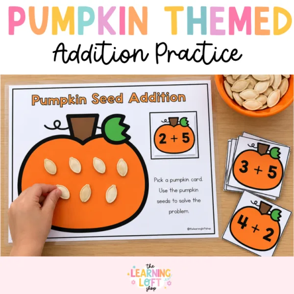 Pumpkin Seed Addition | Kindergarten Math Centers |
