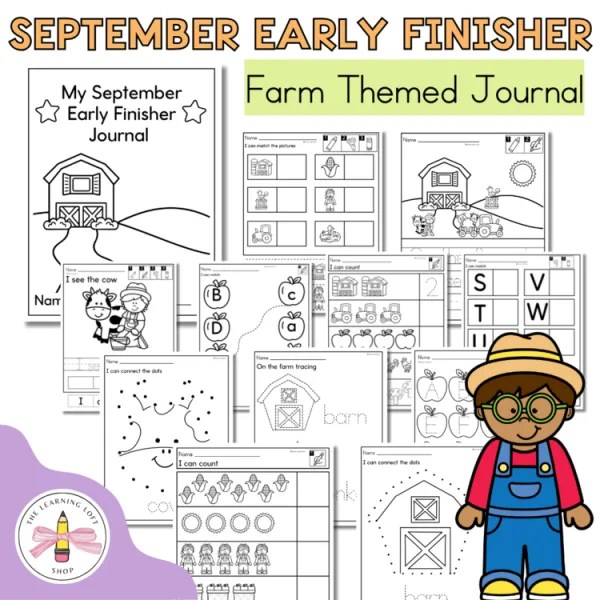 Kindergarten September Early Finisher Journal | Farm Themed