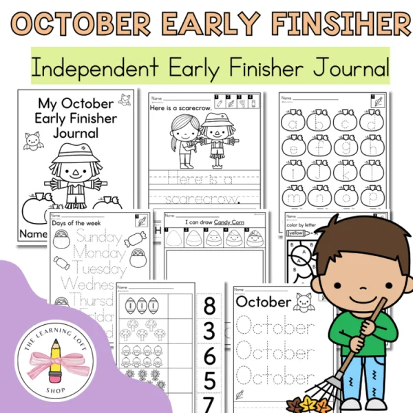 October Early Finisher Journal | Kindergarten Activities | Fine Motor Skills