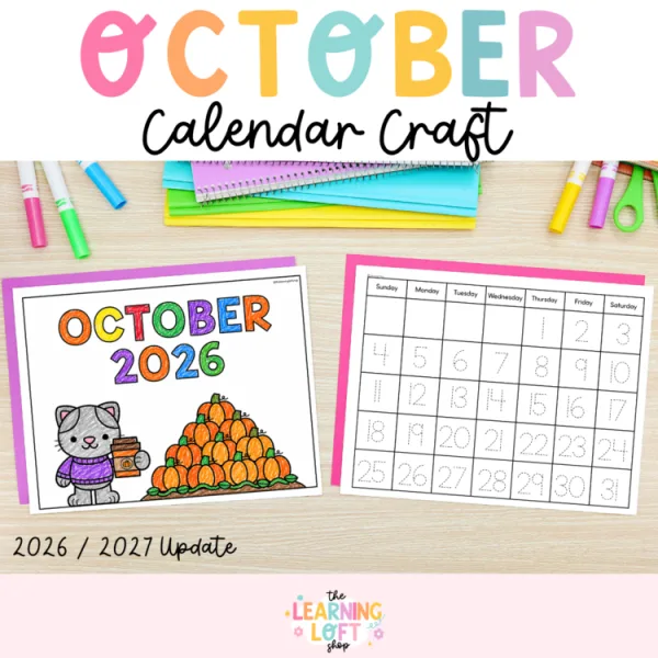 October Calendar Craft and Activty | Kindergarten | Halloween + Fall | 2026-2027