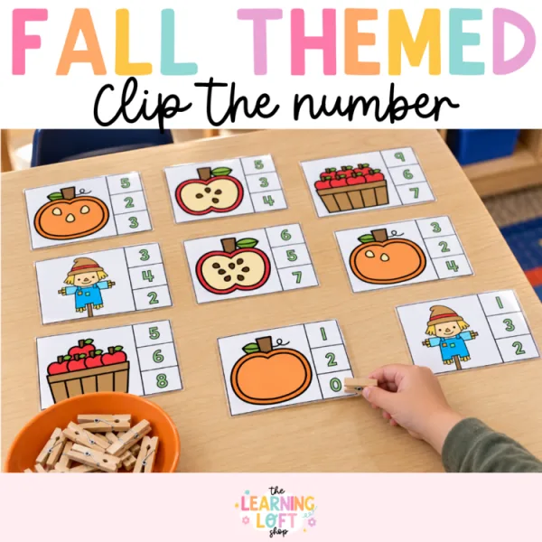 Fall Count and Clip | Kindergarten Math Centers | Fine Motor 1-10