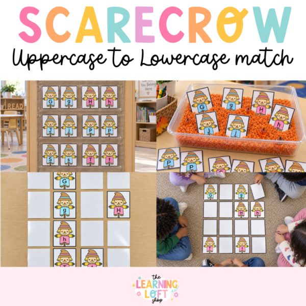 Scarecrow Uppercase and Lowercase match | Fall Kindergarten Centers