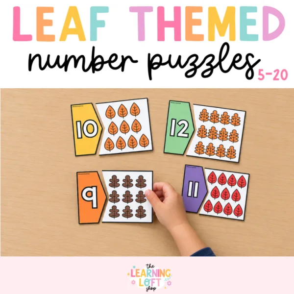 Leaf Matching Puzzle numbers 5-20 | Kindergarten Fall Math Centers