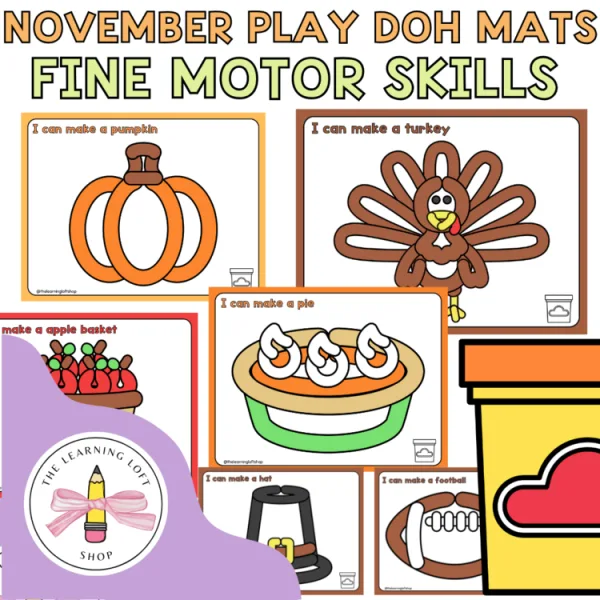 November Play Doh Mats | Kindergarten fine motor | Kindergarten Centers