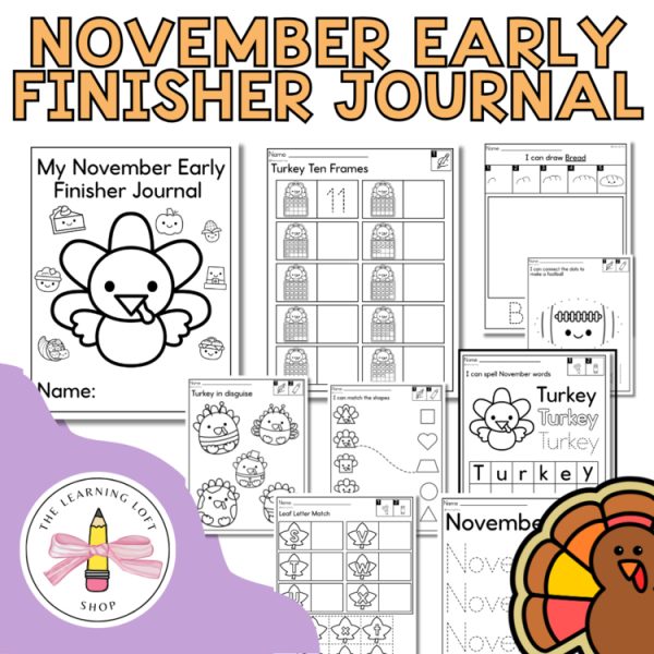November Early Finisher Journal | Kindergarten Early Finisher Thanksgiving