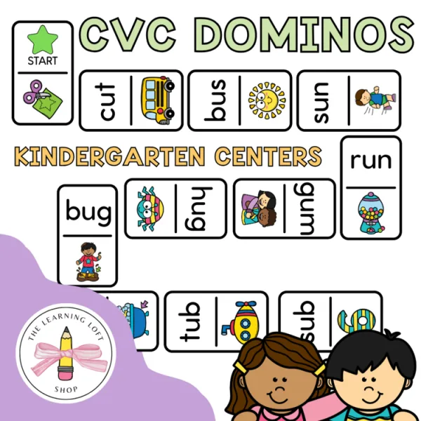 CVC domino game | Kindergarten Centers | Reading Centers | Phonics