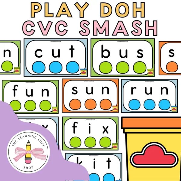 CVC Play Doh Smash | Kindergarten Centers | Kindergarten Phonics