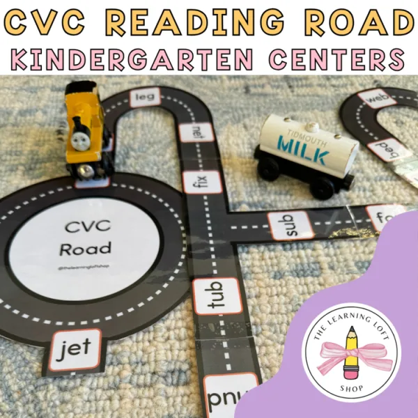 CVC Reading Road | Play Based Kindergarten Centers | 50+ CVC Words