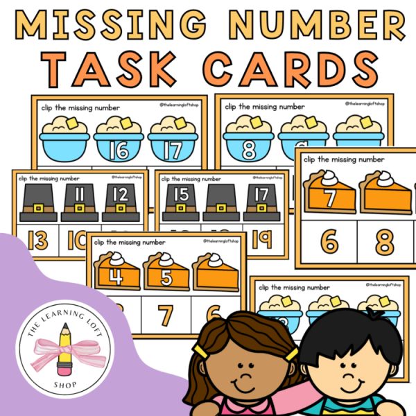 Missing Number Task Cards | November Themed | Kindergarten Centers