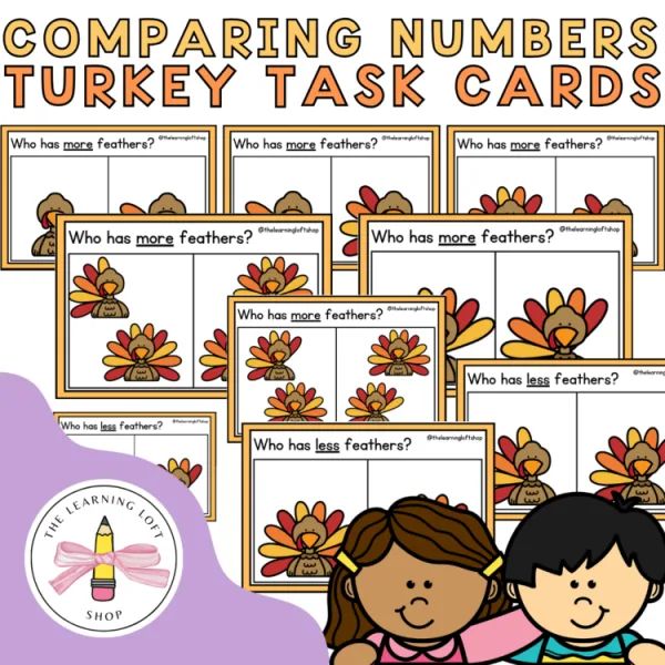 Comparing Numbers | Turkey Themed | Kindergarten Math Centers | Number sense