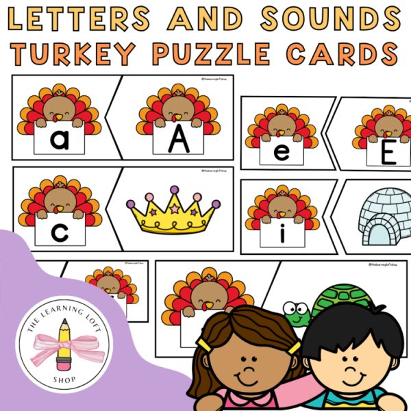 Letter and Sounds Turkey Puzzle Cards | Kindergartens Centers November