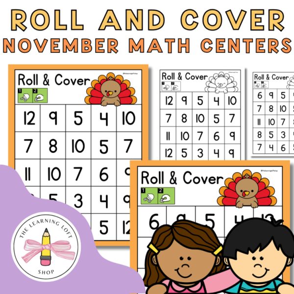 Roll & Cover November Math Center | Numbers 1-12 | Kindergarten Centers