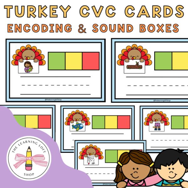 CVC Turkey Sound Boxes | Encoding Skills | Kindergarten Task Cards